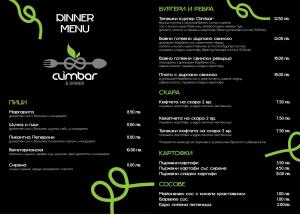 Menu CLIMBAR & DINNER