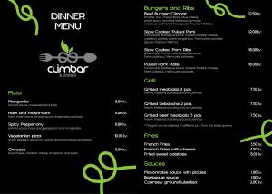 Menu CLIMBAR & DINNER