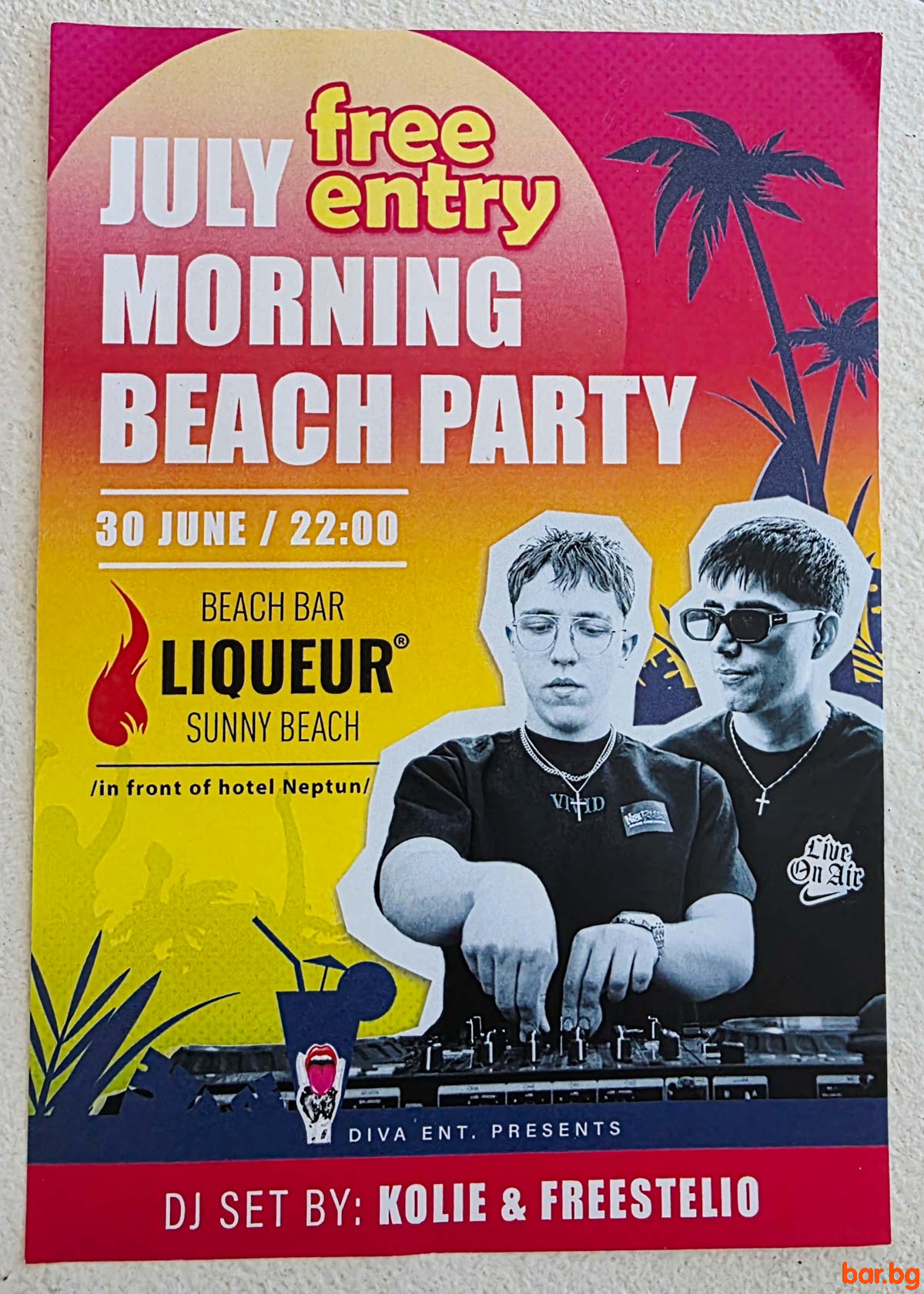 July Morning Party at Beach Bar LIQUEUR Sunny Beach